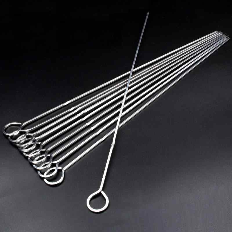 バーベキュー くし 10本 セット 38cm ステンレス鋼 錆びにくい 洗いやすい 吊り下げ 繰り返し使える シンプル 家庭 アウトドア キャンプ