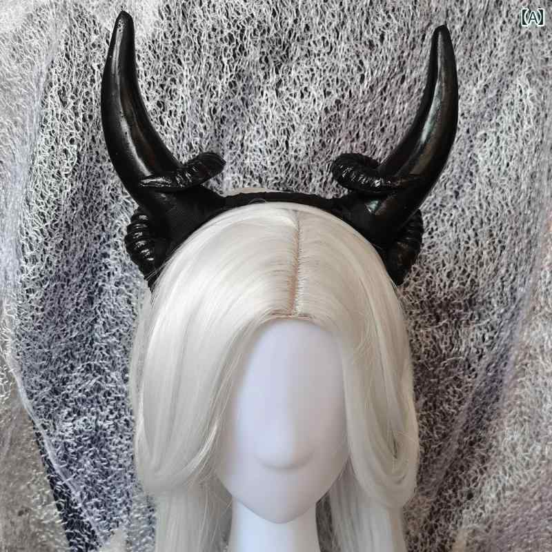 ハロウィン コスプレ デビル 衣装 仮装 可愛い 大人 カチューシャ パーティー イベント 小道具 舞台 ヘアアクセサリー ブラック ホワイト ゴールド 2