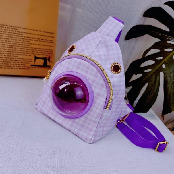 キャリーバッグ 小動物 ペット ハムスター リス かわいい 通気性 快適 ショルダーストラップ お出かけ お散歩 通院 紫 白 ピンク