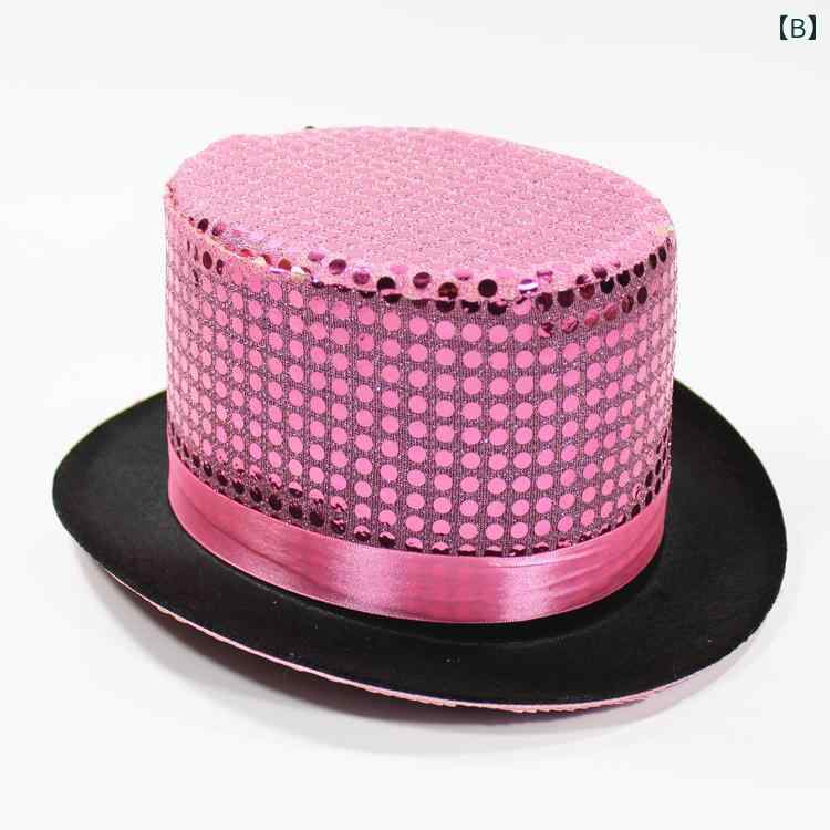 被り物 おもしろ 帽子 ジャズハット ハロウィン コスプレ 仮装 大人 メンズ レディース パーティー グッズ 小道具 マジシャン 衣装 変装 ダンス ショー パフォーマンス 文化祭 イベント スパンコール ラメ キラキラ ブラック ゴールド レッド