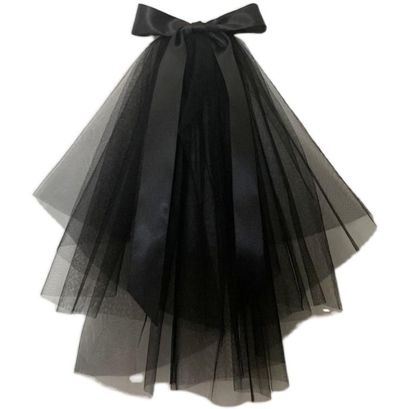ハロウィン コスプレ 衣装 仮装 大人 可愛い ベール オーガンジー レトロ ゴシック リボン イベント パーティー 小道具 舞台 花嫁 シンプル ブラック ヘア コーム アクセサリー