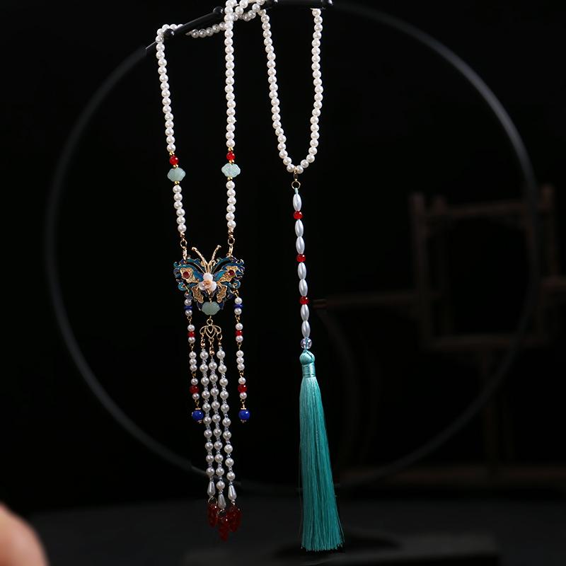 ネックレス レディース チャイナ風 アクセサリー アンティーク ロング ペンダント エスニック タッセル..
