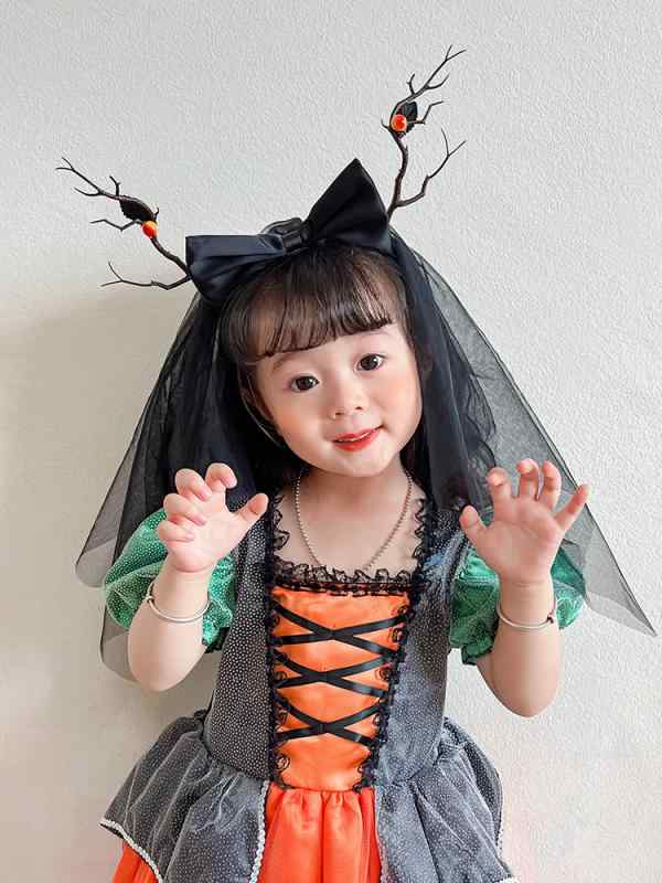 ハロウィン コスプレ 子供 衣装 仮装 可愛い ベール カチューシャ 枝 角 女の子 イベント パーティー ..