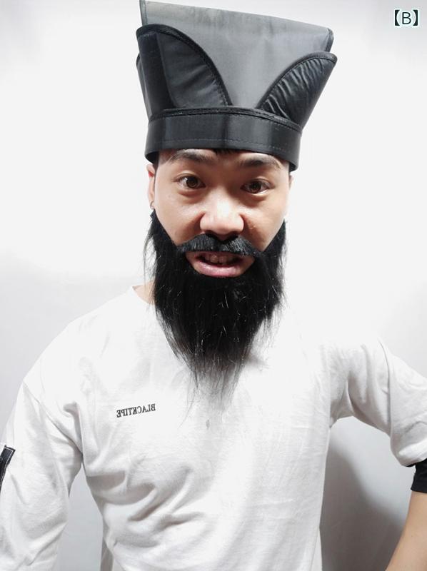 ハロウィン コスプレ 仮装 被り物 大人 メンズ レディース おもしろ コスチューム 付けひげ 帽子 ウィッグ かつら なりきり パーティーグッズ 衣装 小道具 変装 パフォーマンス 文化祭 イベント 中国 武将 劉備 関羽 張飛 ホワイト ブラック