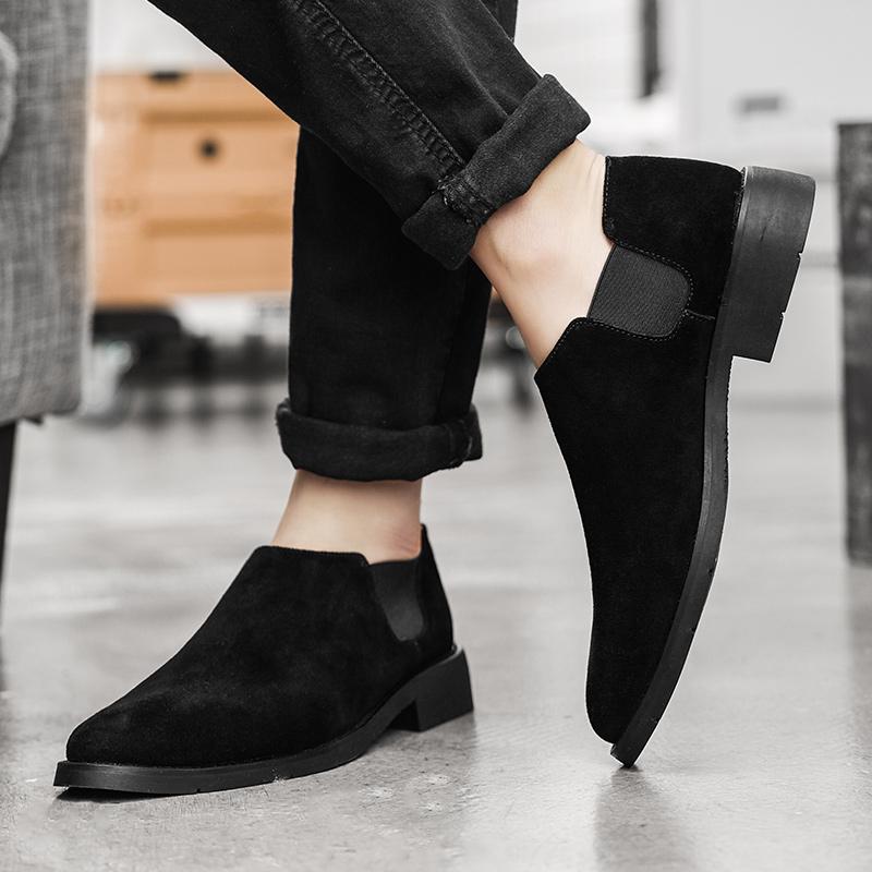 メンズ シューズ 履きやすい スリッポン 春秋 ポインテッドトゥ 通気性 カジュアル レザー スエード 英国風 紳士 ヌバック 革 23.5cm 27cm ブラック ブラウン