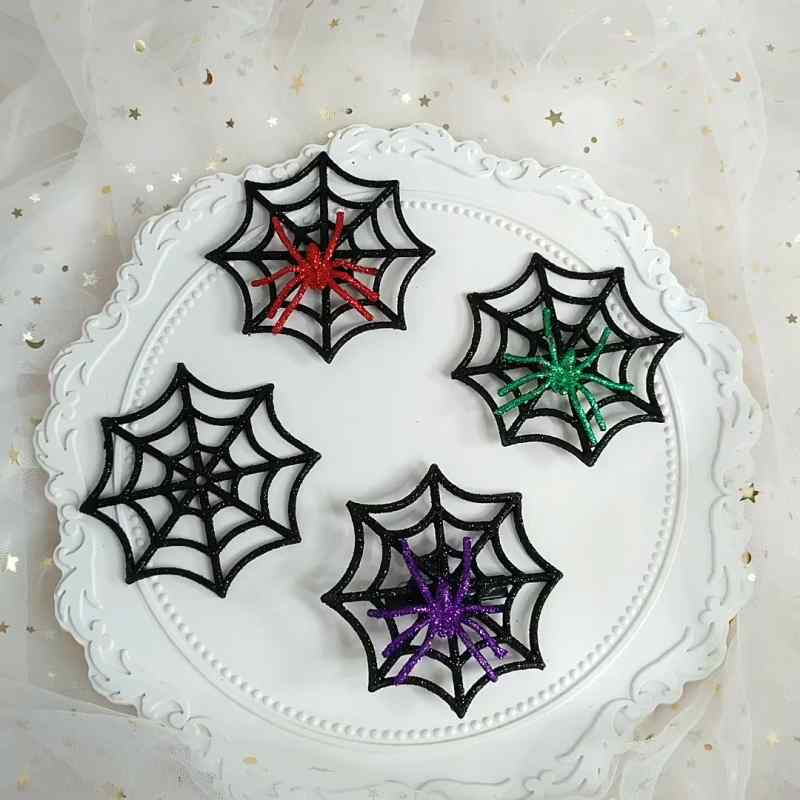 ハロウィン コスプレ アクセサリー レディース ヘアピン クリップ 蜘蛛の巣 黒 紫 赤 おもしろ ダーク ゴシック パーティー ステージ 衣装 小道具