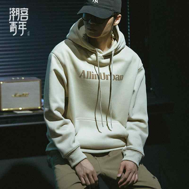 樂天商城 - パーカー メンズ おしゃれ 春秋 フード 長袖 厚手 ポケット プルオーバー トップス ゆったり 大きいサイズ 普段着 アメリカン カジュアル シンプル アプリコット