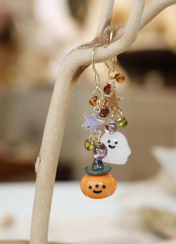 Other - ハロウィン 仮装 可愛い ゴースト おばけ かぼちゃ カボチャ パンプキン コスプレ 大人 手作り 星 ピアス イヤリング イヤークリップ 揺れる 小ぶり アクセサリー