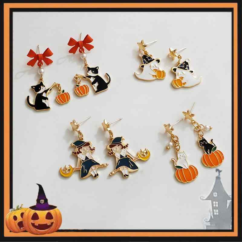 ハロウィン 仮装 可愛い クリスマス カボチャ ランタン ピアス イヤリング ゴースト おばけ かぼちゃ パンプキン 魔女 猫 おしゃれ オリジナル 揺れる リボン クリップ