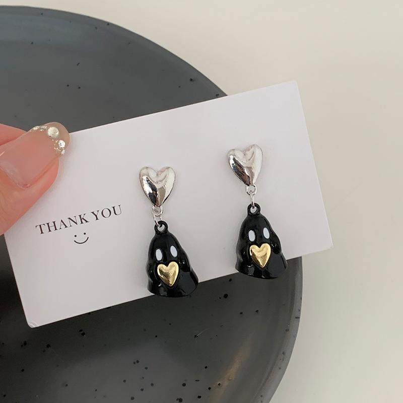 ハロウィン 仮装 可愛い S925 シルバー 針 コスプレ 大人 ハート ゴースト ピアス レディース ニッチ フェスティバル 耳 ジュエリー アクセサリー 揺...