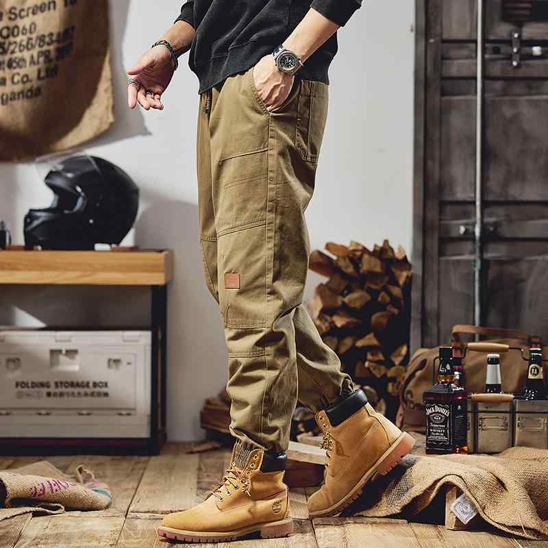 アウトドア パンツ メンズ アメカジ レトロ カジュアル 秋 スプライス マルチ ポケット 作業着 ルーズ おしゃれ ゆったり 大きいサイズ カーキ 黒 グレー ステッチ