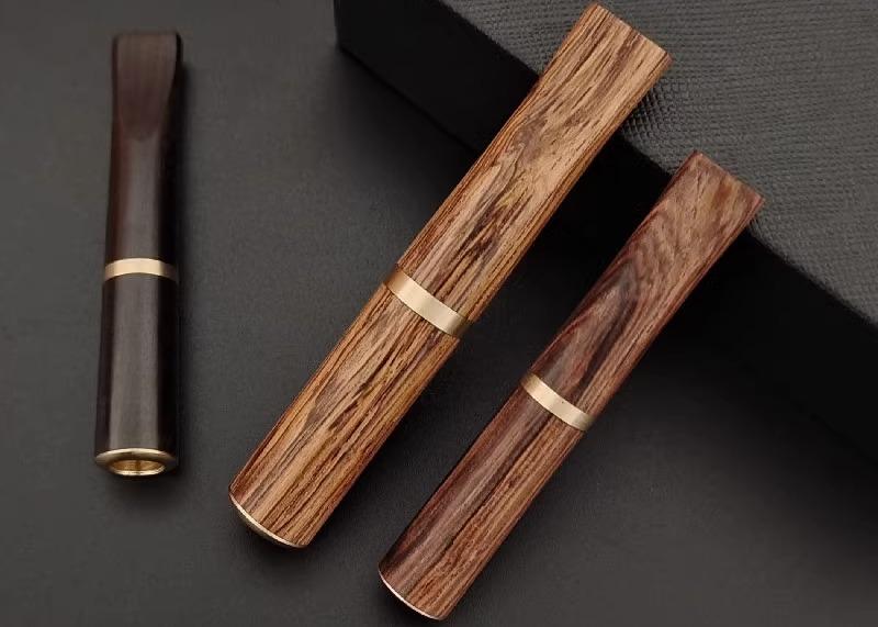 シガレットホルダー 無垢 木材 喫煙 活性炭 フィルター 9mm パイプ メンズ レディース 太 細 両用 黄金 紫檀 黄花梨 ウォッシャブル 洗える 清浄