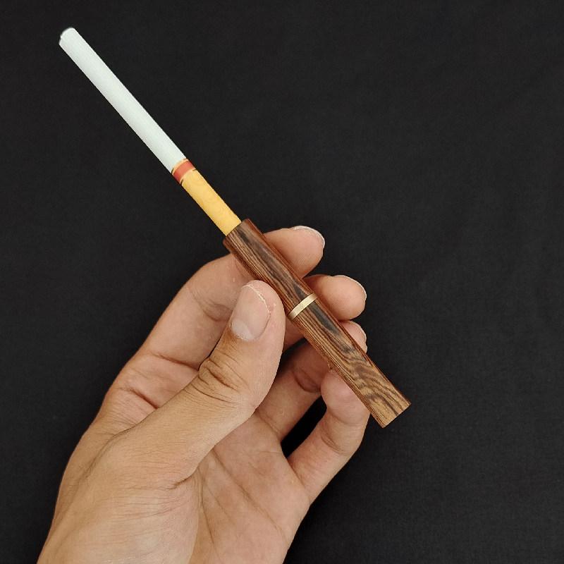 シガレットホルダー 黄花梨 無垢 喫煙 パイプ フィルター 金属 活性炭 カートリッジ 9 mm 紫白檀 メンズ レディース 太 中 細 3 タイプ 木製 クリ...