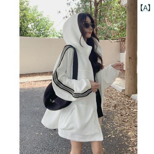 パーカー オーバーサイズ レディース カジュアル 長袖 おしゃれ レトロ フード アシンメトリー ジッパー 女性 春秋 ルーズ スポーツ