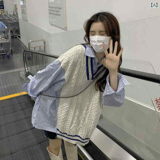 シャツ レディース 長袖 秋 おしゃれ カジュアル 冬 女性 フェイクツーピース 重ね着風 スプライシング カラー セーター ニッチ ルーズ 多目的 ジャケット シャツ レディース 長袖 秋 おしゃれ カジュアル 冬 女性 フェイクツーピース 重ね着風 スプライシング カラー セーター ニッチ ルーズ 多目的 ジャケット