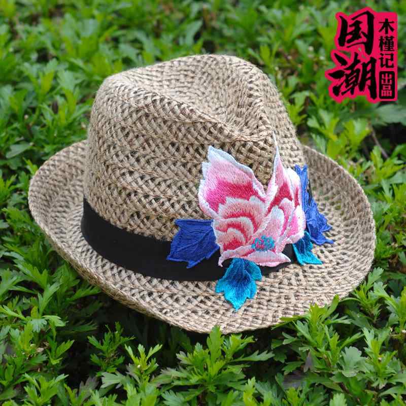中折れハット レディース おしゃれ 帽子 春夏 中国 エスニック 刺繍 花 女性 旅行 リネン サンハット ..