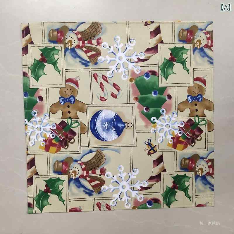 テーブルナプキン ナフキン 布 コットン 正方形 おしゃれ 敷布 ランチョンマット キッチンクロス 食卓 おもてなし セッティング コーディネート パーティー イベント ホテル レストラン カフェ アメリカン クリスマス サンタクロース 雪だるま 青 緑