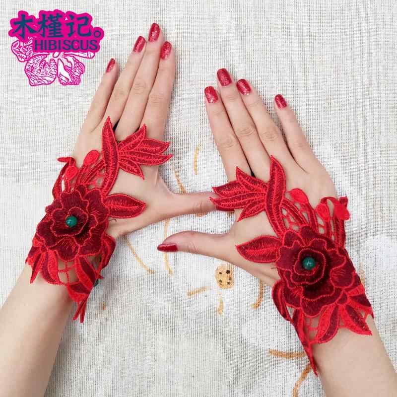 アームカバー オシャレ スリーブ レディース フィンガーレス リスト カバー 傷隠し チャイナ風 装飾 手袋 女性 薄手 春夏 エスニック 立体 刺繍 花 ダンス 手の甲