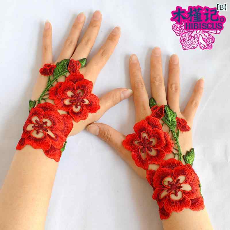 アームカバー オシャレ スリーブ レディース フィンガーレス 手袋 エスニック リストバンド 女性用 刺繍 刺繍 リスト カバー 春夏 アクセサリー 手の甲