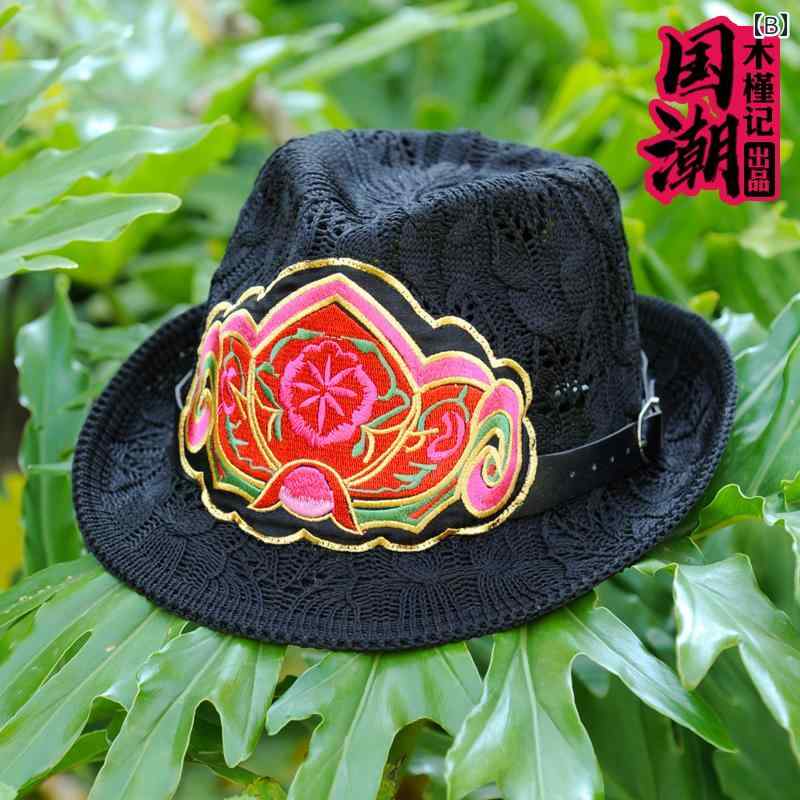 中折れハット レディース おしゃれ 帽子 春 エスニック 刺繍 花 女性 カジュアル 日よけ 綿 リネン 短いつば ジャズ