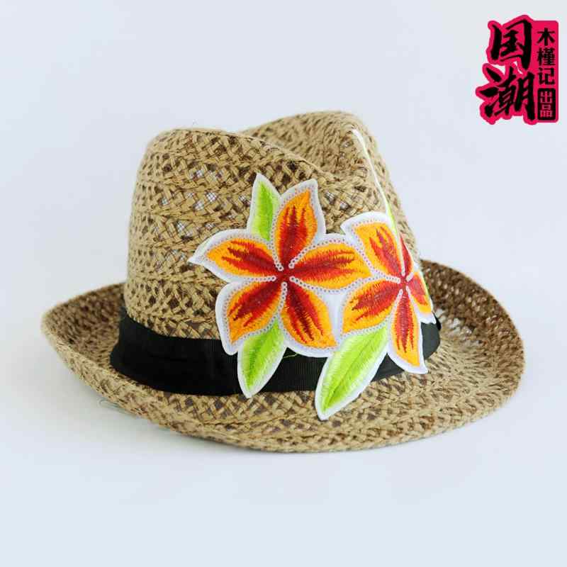 中折れハット レディース おしゃれ 帽子 小さめ エスニック 刺繍 リネン 通気性 麦わら ジャズ 多用途