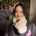 マフラー レディース 韓国 秋冬 暖かい 防寒 風よけ 保温 クロスネック 普段使い 外出用 通学 かわいい シカ 角 カーキ 白 赤 ヒョウ柄