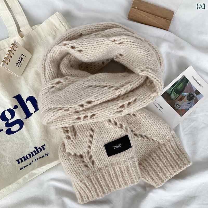 マフラー レディース メンズ 普段使い 外出用 通学 冬 暖かい 防寒 風よけ 保温 刺繍ロゴ ワッペン 長方形 シンプル 無地 白 青 おしゃれ