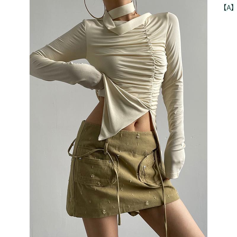 ミニスカート タイト 秋 おしゃれ カジュアル ポケット デニム 女性 ホットガール