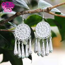 ピアス エスニック 大ぶり レディース フック 揺れる おしゃれ 耳飾り イヤリング タッセル ミャオ 族 シルバー ステージ 衣装 ダンス パフォーマンス アクセサリー シルバー