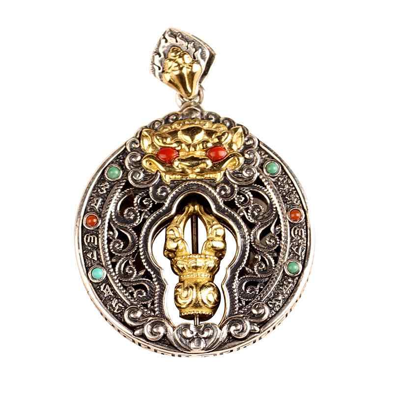 ペンダントトップ 大きめ レトロ ハンドメイド シルバー 銅 エスニック ネックレス メンズ レディース シンプル 普段使い アクセサリー チャイナ風金属素材：シルバー925