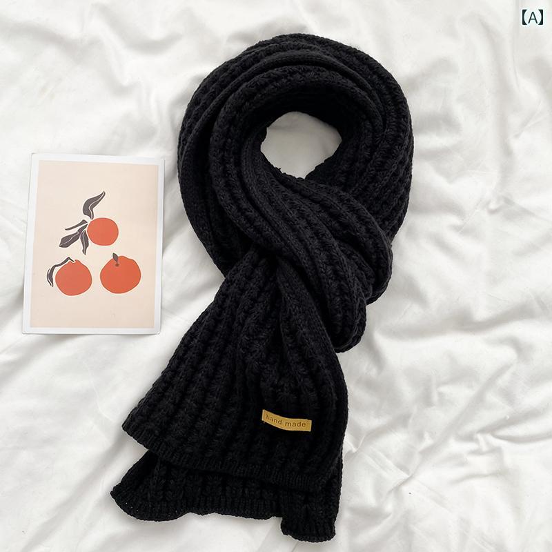 マフラー レディース 韓国 通学 外出用 普段使い 冬 暖かい 防寒 風よけ 保温 厚手 ニット プレゼント 大きめ シンプル おしゃれ ベージュ 赤 黒