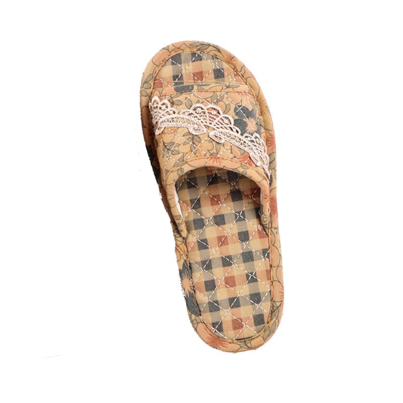 スリッパ 室内 綿麻 メンズ レディース 秋冬 欧風レース 滑り止め 布底 静音 エアソール 防水 家庭 美容院 通気性 前あき 花柄 赤 茶 緑