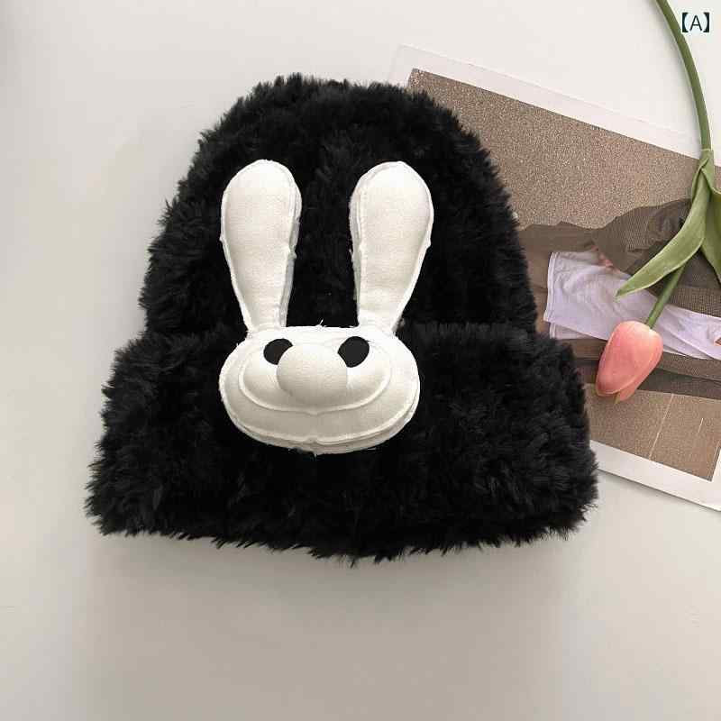 帽子 レディース 秋冬 ニット帽 フィッシャーマン バケットハット ふわふわ 防寒 レジャー ストリート 個性的 カジュアル かわいい 黒 ベージュ カーキ ウサギ