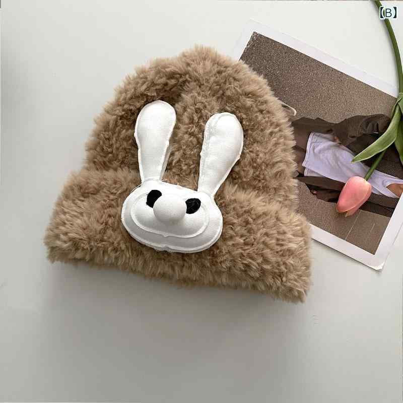 帽子 レディース 秋冬 ニット帽 フィッシャーマン バケットハット ふわふわ 防寒 レジャー ストリート 個性的 カジュアル かわいい 黒 ベージュ カーキ ウサギ