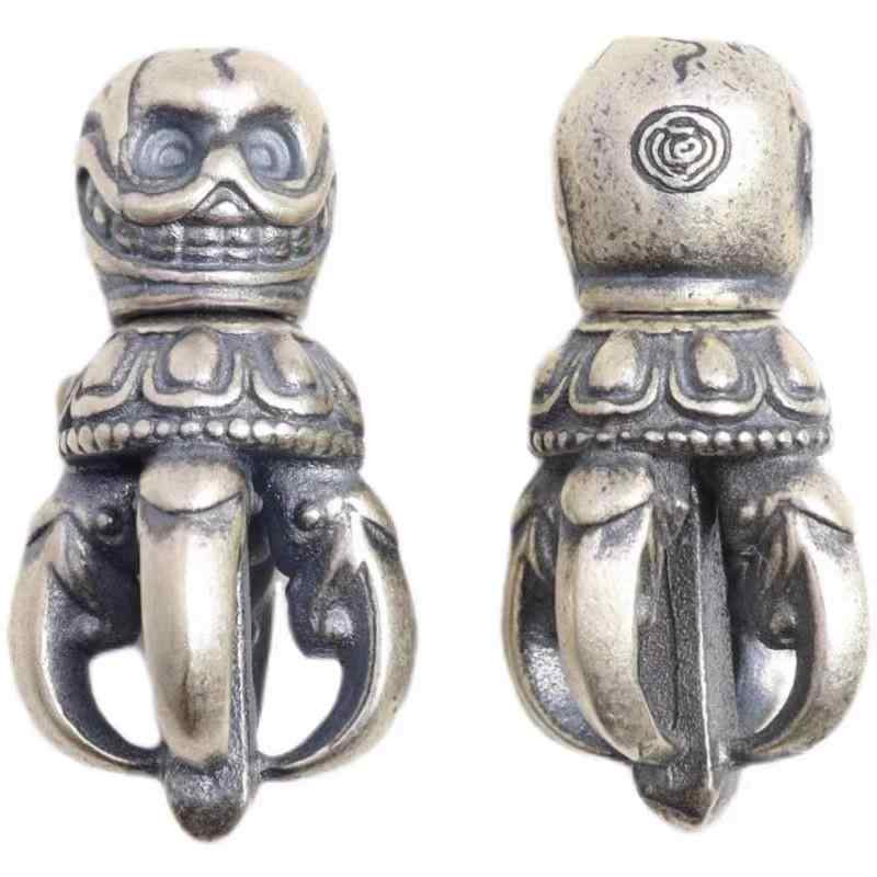 ペンダント トップ メンズ シルバー925 ドクロ アクセサリー チャーム ビーズ レトロ 小さめ ハンドメ..