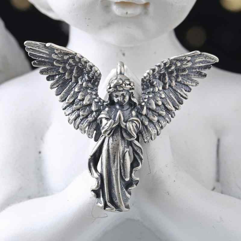 ペンダント トップ メンズ エンジェル 天使 キューピッド レトロ アクセサリー シルバー925 チャーム ハンドメイド DIY ネックレス 装飾品 おしゃれ プレゼント