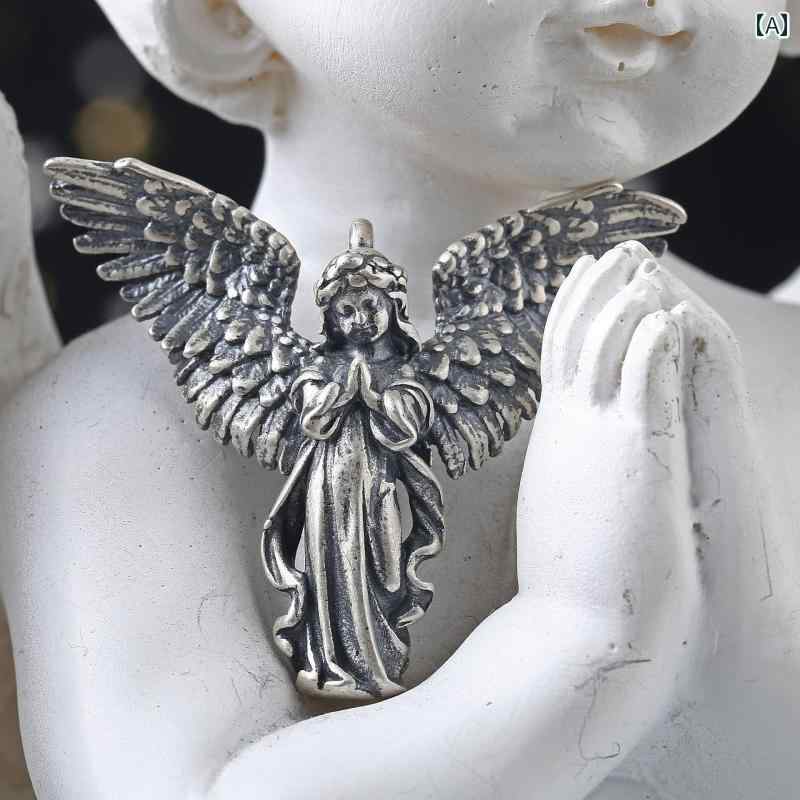 ペンダント トップ メンズ エンジェル 天使 キューピッド レトロ アクセサリー シルバー925 チャーム ハンドメイド DIY ネックレス 装飾品 おしゃれ プレゼント