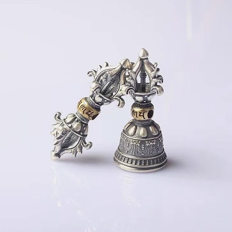 ペンダント トップ メンズ チベット風 金剛杵 鈴 レトロ エスニック アクセサリー シルバー925 チャー..