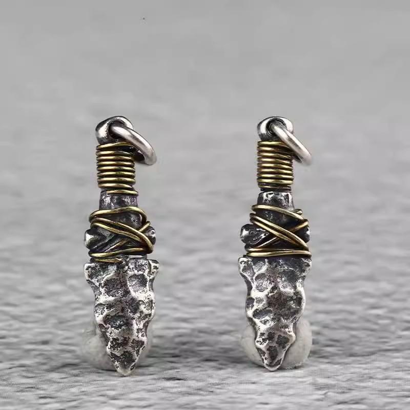 ペンダント トップ メンズ 石槍 石器時代 レトロ 個性的 シンプル アクセサリー シルバー925 チャーム ハンドメイド DIY ネックレス 装飾品 おしゃれ プレゼント