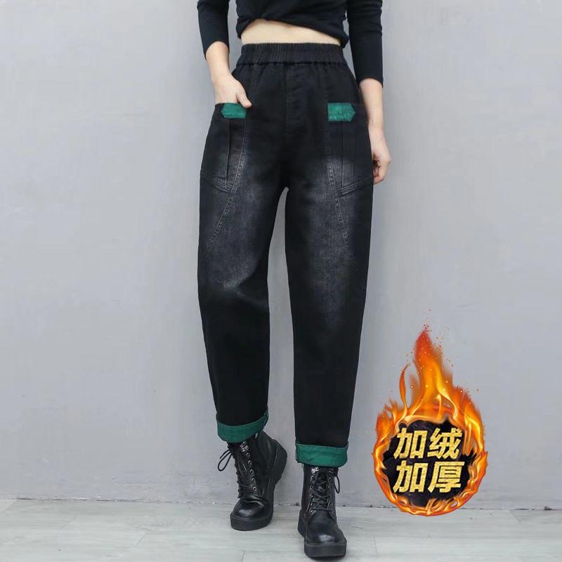 Other - デニムパンツ レディース 秋冬 ゆったり ストレート ワイドレッグ クロップド カジュアル ボトムス ズボン 大きいサイズ ウォッシュド加工 シンプル ジーンズ レトロ 黒