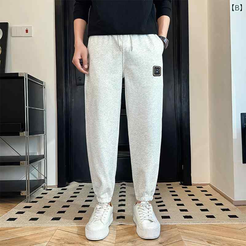 ジョガーパンツ メンズ 春秋 スウェット 伸縮性 ボトムス ズボン ゆったり カジュアル 大きいサイズ シンプル 普段着 スポーツ ランニング おしゃれ 緑 黒 白 グレー