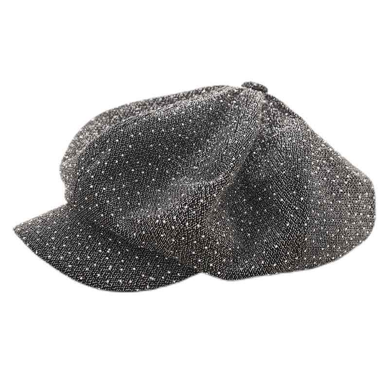 帽子 レディース 秋 夏 キャスケット 韓国 ボリューム感 小顔効果 大人っぽい サイズ調整 ゴージャス キラキラ つば大きめ ブラック グレー