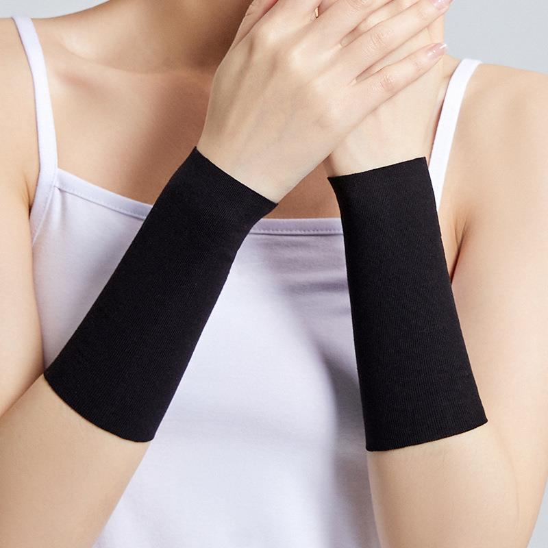 リストバンド 薄手 ロング レディース メンズ 春夏 ストレッチ 通気 手首 傷跡 タトゥー 隠し スポーツ 汗拭き ヨガ 冷房対策 シンプル 無地 肌色 黒 ベージュ