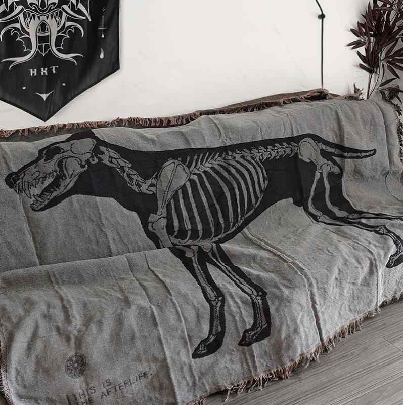 タペストリー 大きいサイズ ウルフ 犬 骨 ソファ カバー ブランケット かっこいい ダーク 西海岸 壁掛け 背景 撮影 長方形 フリンジ