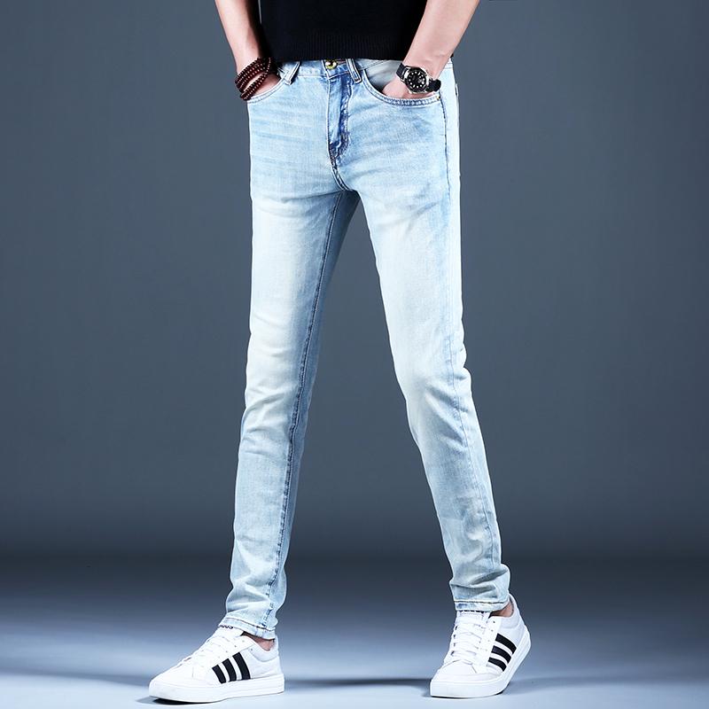 デニムパンツ メンズ 春夏 伸縮性 通気性 刺繍 涼しい 快適 アメリカン ボトムス ズボン ストレート ロング ジーンズ ジップアップ スリムフィット 薄手 カジュアル おしゃれ 青