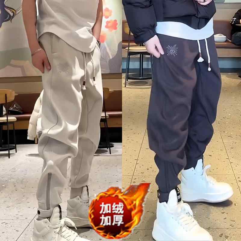 ジョガーパンツ メンズ 厚手 暖かい 裾ファスナー 紐 ポケット スウェット 普段使い 外出用 大きいサイ..