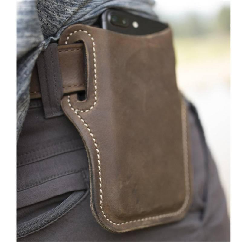 スマホポーチ メンズ ベルト PU 革 レザー ヴィンテージ風 携帯電話 収納 ウエストバッグ アウトドア レジャー カジュアル 大人 おしゃれ ステッチ 無地 黒 茶