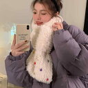 マフラー レディース かわいい 厚手 柔らかい 暖かい 洗濯可能 ふわふわ スカーフ ボタン 帽子 長方形 外出 普段使い 防寒 冬 韓国(4)