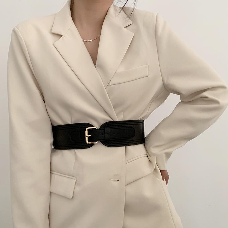 ウエストマークベルト レディース 大人 普段使い 外出 伸縮性 シングルループ PUレザー ピンバックル ..