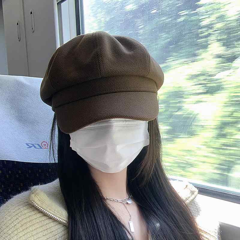 乐天商城 - 帽子 レディース 秋冬 キャスケット レトロ 画家 八角帽 短いつば 小顔効果 フリーサイズ 綿ポリエステル カジュアル おしゃれ 黒 茶 ベージュ